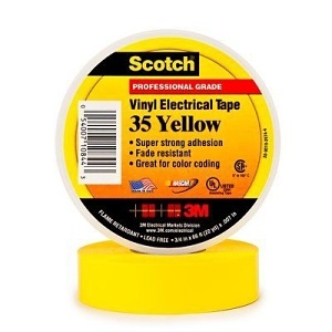 3M 35-YELLOW-3/4X66FT Scotch Vinyl Color Coding Electrical Tape 35, 3/4"x66', Yellow