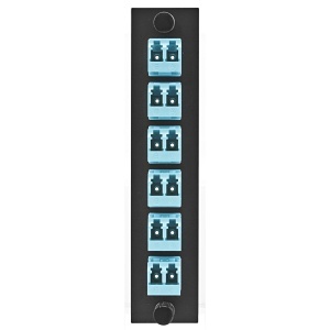 Hubbell FSPNLCDS6AQ Fiber Optic Patch Panel, Fiber, Adapter Panel, 12P, 6-LC DupLX, Zirc, Aqua
