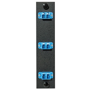Hubbell FSPNLCDS3B 6-Fiber Optical Panel Adapter, Zircon Sleeves, Blue