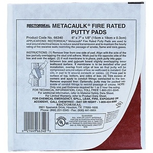 Dottie FRP67 Fire Rated Putty Pad 6in 7in 1/8in