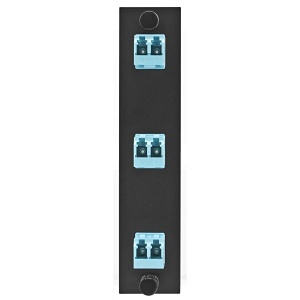 Hubbell FSPNLCDS3AQ 6-Fiber Optic Panel Adapter, Zircon Sleeves, Blue