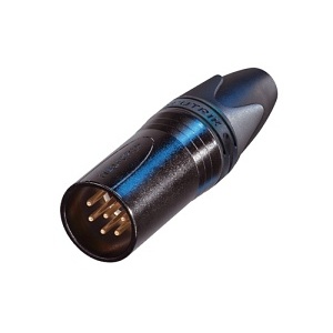 NEUTRIK NC6MXX-B 6-Pole Male Cable Connector, Gold Contacts, Black Metal Housing