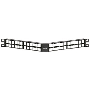 Leviton 49256-D48 QUICKPORT Angled High-Density Patch Panel, 48‑Port, 1U, Black