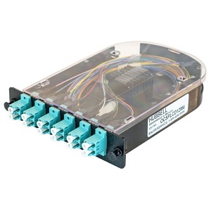 Hubbell OCSPLCD12M4 12-Fiber Splice Cassette with LC Duplex Adapters, OM3 OM4