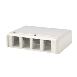 Ortronics 404TJ4-88 TracJack Surface Mount Box for 4-TracJacks Single Sided with Cover, White