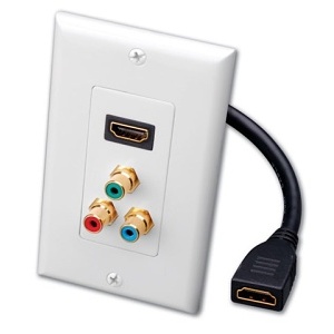 Vanco 120933 Single HDMI Pigtail and RGB Component Video Triple RCA Jack Decor Wall Plate