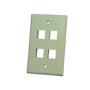 Ortronics KSFPR4-13 4-Port Single Gang Keystone Faceplate, Electrical Ivory