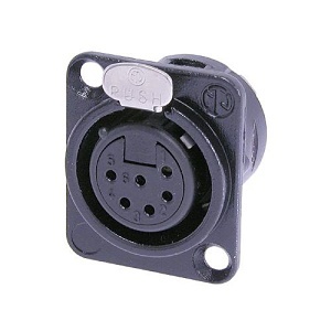 NEUTRIK NC6FD-L-B-1 6-Pole Female Receptacle, Solder Cups, Gold Contacts, Black