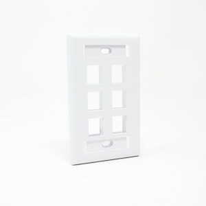 Dynacom 10600-P6W-WH Wall Plate, Flush Port ID WP Single-Gang 6-Port White