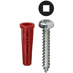 Dottie K7DCTP Anchor, #10 Red Conical Anchor Kit with Pan Head Square Driver