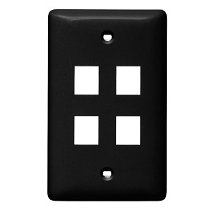 Hubbell NSP14BK 1-Gang 4-Port Wall Plate, Black