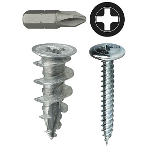 Dottie WDK8W #8 Zinc Alloy Walldriller Anchor Kit with Wafer Head