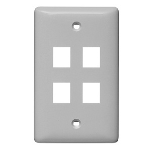 Hubbell NSP14GY 1-Gang 4-Port Gray Wall Plate