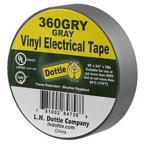 Dottie 360GRY Electrical Tape, PVC, 3/4