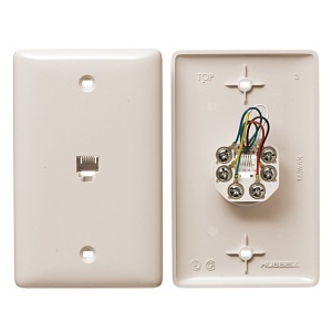 Hubbell NS732LA 1-Gang Wall Plate with 6-Position 6-Conductor Jack, Screw Terminals