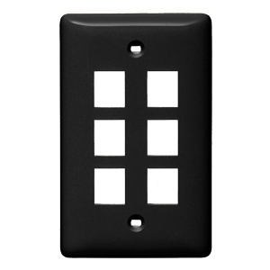 Hubbell NSP16BK 1-Gang 6-Port Wall Plate, Black