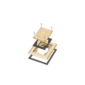 Arlington FLBC8513MB Single Gang Frame and Cover with Furniture Feed Inserts, 1-Gang, Plated Brass