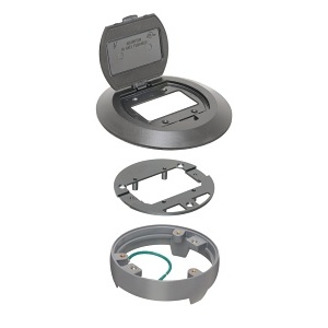 Arlington FLBC4520BL Floor Box Cover Kit, Round Non-Metallic with Flip Lid, 1-Gang, 5.75" x 5.75", Black