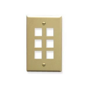 ICC IC107LF6IV Wall Plate, Oversized Ivory Faceplate, Accommodates Six Ports