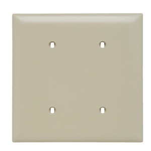 Pass & Seymour SP24-I Wall Plate, Smooth Wall Plate, 2Gang Blank, Strap Mount, Ivory
