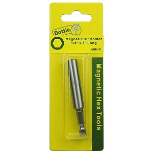 Dottie MBHC Magnetic Bit Holder, 1/4" x 3", Carded