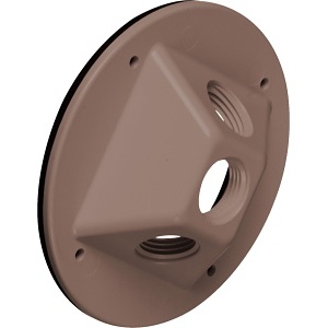 Arlington FBC42253BR Lamp Holder Cover with (3) 1/2" Threaded Plugs and (3) 1/2" Threaded Openings, Non-Metallic, Brown