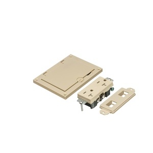 Arlington FLBC8501LA Non-Metallic Single Gang Cover Kit with Flip Lid Cover, Includes 20A Decorator Style Receptacle, Gasket, Low Voltage Insert, Light Almond