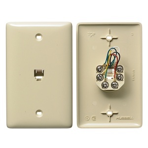 Hubbell NS732I 1-Gang Wallplate with Jack, 6-Position, 6-Conductor