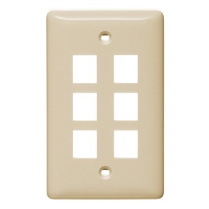 Hubbell NSP16LA 1-Gang 6-Port Wall Plate, Label-Less