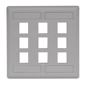Hubbell IFP29GY 2-Gang 9-Port Flush Wall Plate, Gray