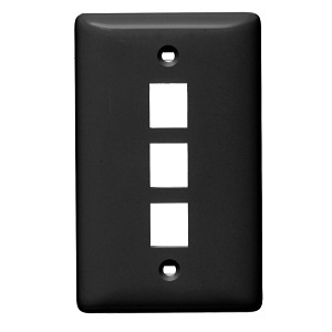 Hubbell NSP13BK 3-Port 1-Gang Wall Plate, Black