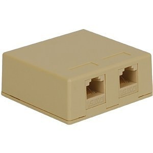 ICC IC625S52IV Surface Mount Box, 8P8C, 2 CAT5E EZ, Ivory