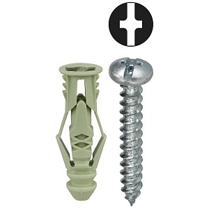 Dottie TG12K #12 Green Triple-Grip Anchor Kit with Pan Head Combination Screws