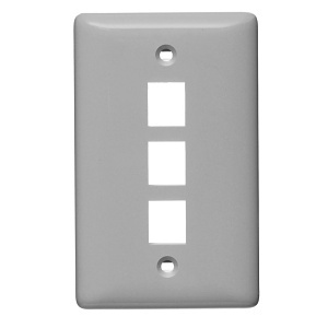 Hubbell NSP13GY 1-Gang 3-Port Wall Plate, Gray