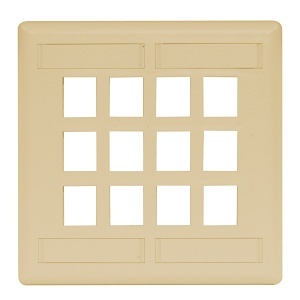 Hubbell IFP212EI Wall Plate, Flush 2-Gang 12-Port, Electric Ivory