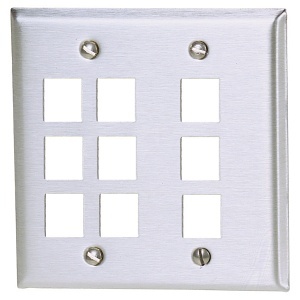 Hubbell SSF209 2-Gang Stainless Steel Wall Plate with 9 Ports