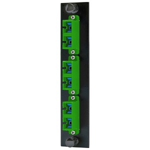 Hubbell FSPSCDS3GN Fiber Optic Patch Panel with 6 Ports and 3 SC Duplex Zirconia APC Connectors, Green