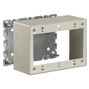Hubbell HBL57443IVA 3-Gang Metal Raceway Box, Extra Deep, Ivory