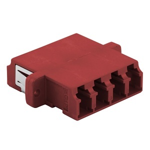 Hubbell FANLCQSS6R Fiber Optic Cable Connector, LC Quad, Secure Mounting, Zirconium Body, Pack of 6, Red