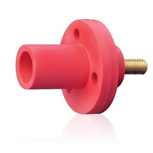 Leviton 15R21-1UR 15 Series Male Receptacle, #8-2AWG, 0.75" Threaded Stud, Red