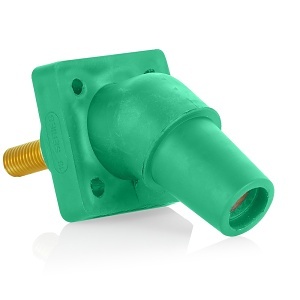 Leviton 16R30-1UG 16 Series Female Receptacle, 45-Degree, #2 - 4/0 AWG, 1.125" Threaded Stud, Green