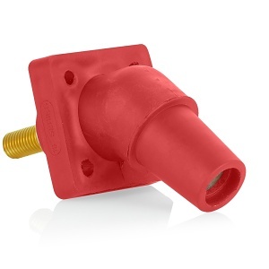 Leviton 16R30-1UR 16 Series Female Receptacle, 45-Degree, #2 - 4/0 AWG, 1.125" Threaded Stud, Red