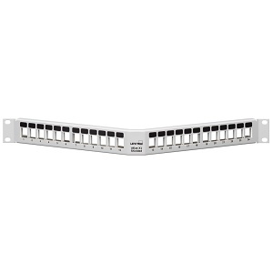 Leviton 4S256-WS4 Blank Patch Panel, 24-Port, 1U, Shielded, Angled, Quick, White