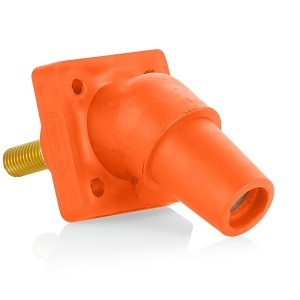 Leviton 16R30-1UO 16 Series Female Receptacle, 45-Degree, #2 - 4/0 AWG, 1.125" Threaded Stud, Orange