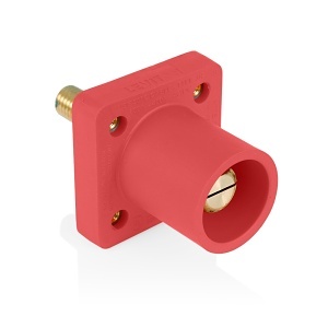 Leviton 16R25-1UR 16 Series Male Receptacle, Self-Clinching Nuts, 90-Degree, #2-4/0AWG, 1.125" Threaded Stud, Red