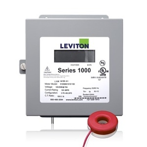 Leviton 1K277-2SW Series 1000 Indoor Submeter, 277V, 1-Phase 2-Wire, Max 200A, (1) Solid Core Current Transformer, Electric Meter Kit