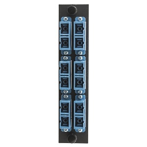 Hubbell FSPSCDM6B Fiber Optic Patch Panel, Supports 12 Ports and 6 SC Duplex Connections, Push-Buzz Black Finish