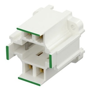 Leviton 26725-412 G24Q-2 GX24q-2 Base Compact Fluorescent Lampholder, 18W 4-Pin, Vertical Bottom Screw-Down, Quick-Connect for 18AWG Solid or Stranded Tinned Wire, Green Color Code, White Body