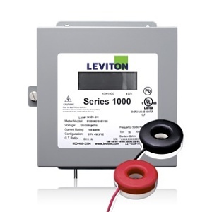 Leviton 1K240-2SW Series 1000 Indoor Submeter, 120/240V, 1-Phase 3-Wire, Max 200A, (2) Solid Core Current Transformers, Electric Meter Kit