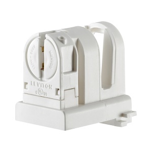 Leviton 13654-EXL T5 Bi-Pin Fluorescent Lampholder Medium to Mini Adapter with Slide-On Lamp-Lock Quickwire, White